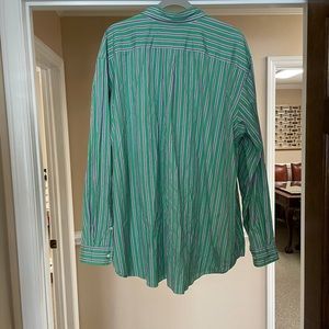 Men’s 3XB Classic Fit Ralph Lauren button up shirt - green with purple stripes